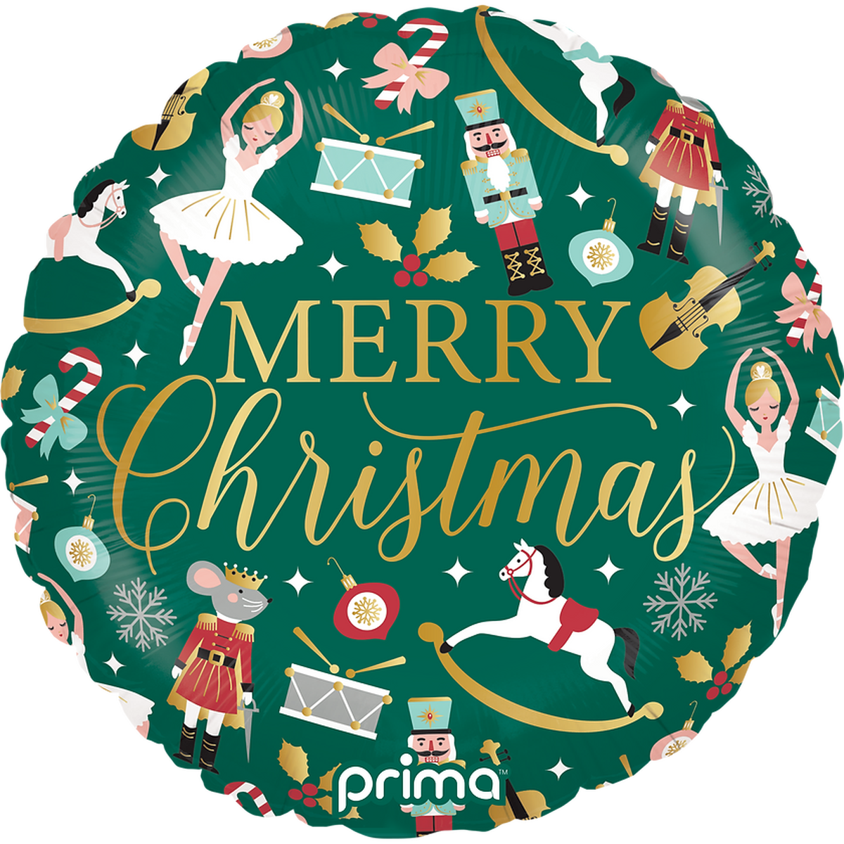 Prima Merry Christmas Nutcracker Ballet 18 inch Round Foil Balloon 1ct